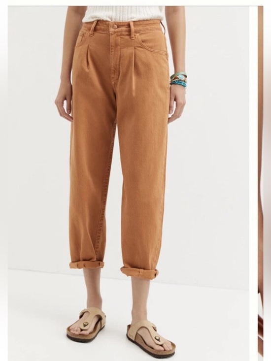Anthropologie Denim - Pilcro Anthropologie The Breaker High Rise Barrel Brown Tan Cropped Size 26